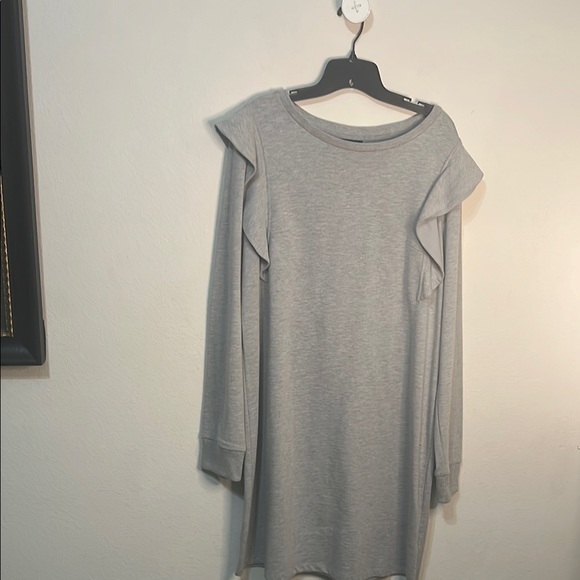 Who What Wear Dresses & Skirts - Who What Wear Gray Ruffle Sleeve Sweatshirt Dress